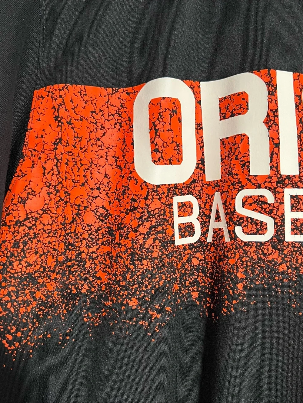 Nike Baltimore Orioles Paint Splatter Black Short Sleeve T-Shirt Mens Large